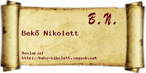 Bekő Nikolett névjegykártya